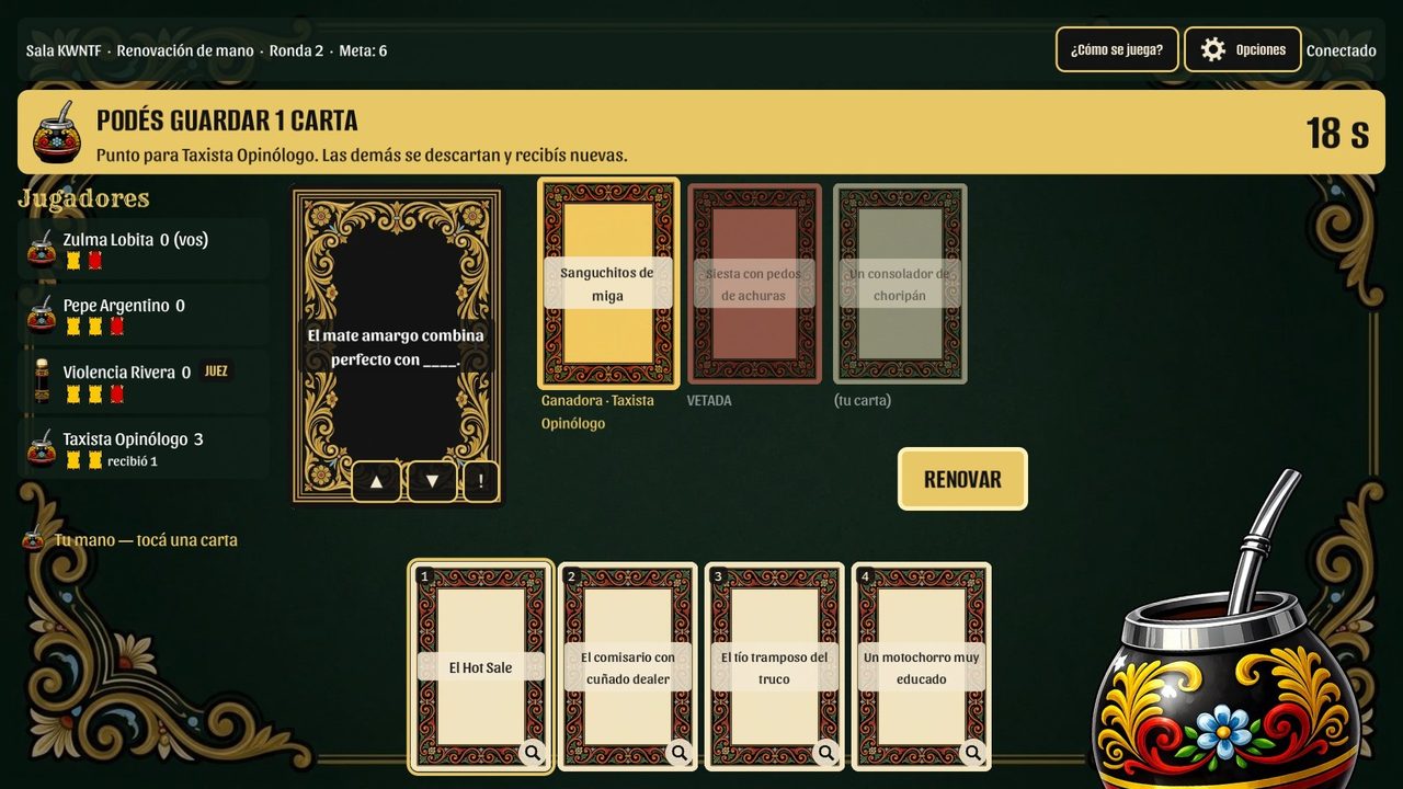 La carta ganadora con confeti